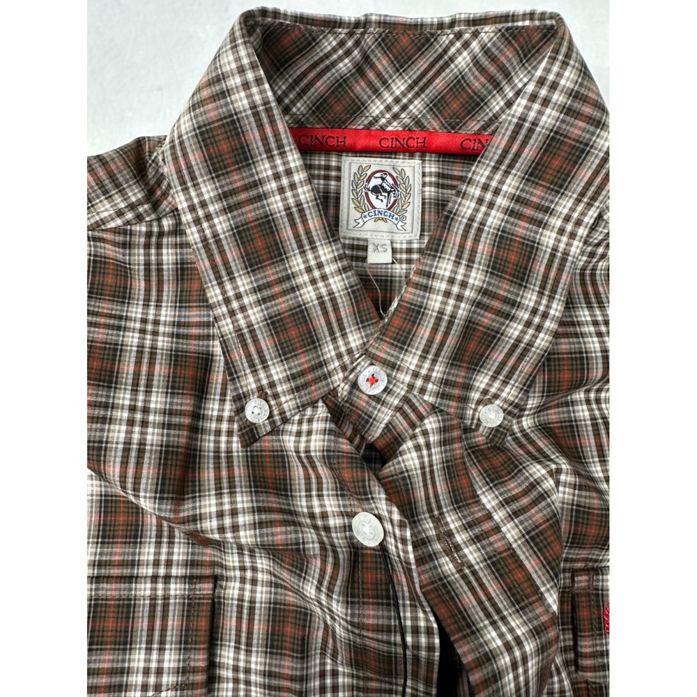 Cinch Mens XS Plaid Western Shirt Long‎ Sleeve Button Up Brown Casual Work